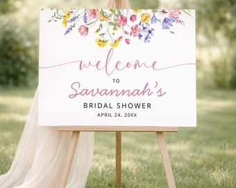 Editable Bridal Shower Welcome Sign Template, Floral Bridal Shower Sign, Garden Bridal Shower Decor, Bridal Welcome Poster, Instant Download