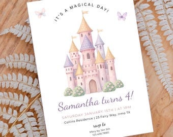 Princess Birthday Invitation | Magical Castle Birthday Invite | Pastel Princess Party | Editable Digital Invitation | Printable
