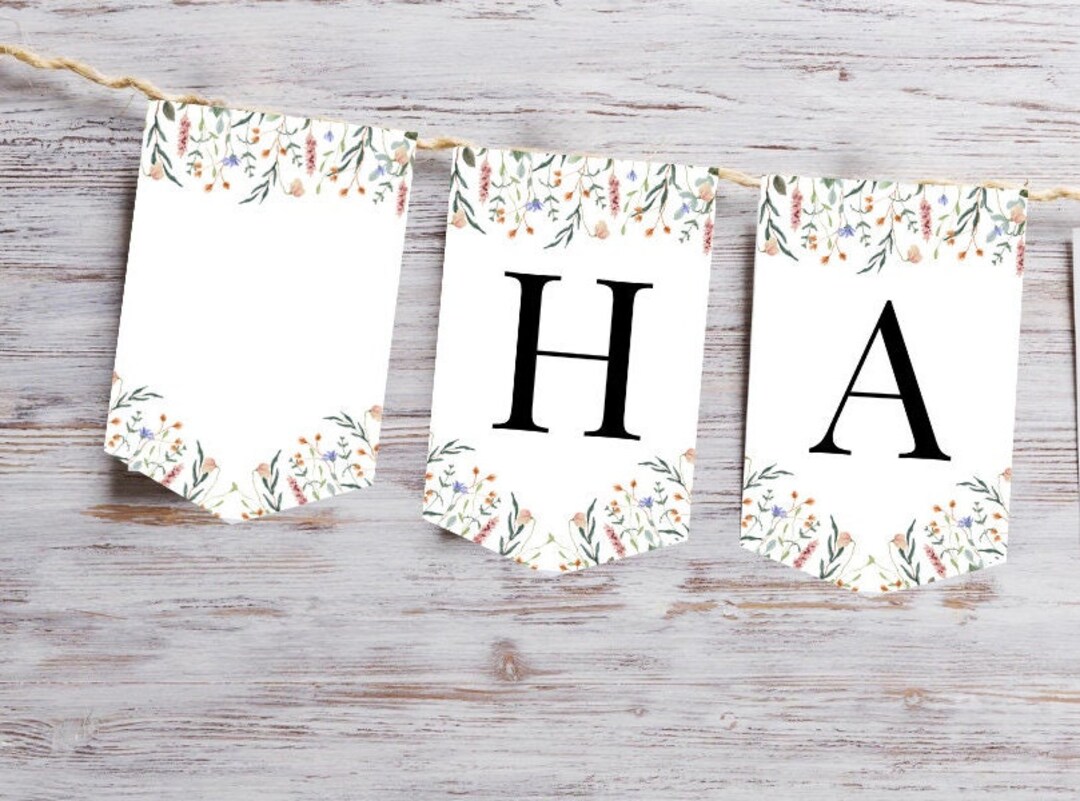 Wildflower Birthday Banner Template, Happy Birthday Banner, Floral Girl ...
