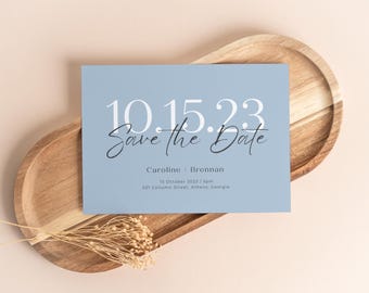 Dusty Blue Save the Date Wedding Template (Digital Download)