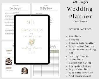Wedding Planner Printable Template, Canva Editable