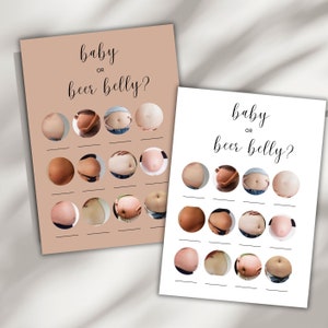 Baby Shower Bump Game, Baby Bump or Beer Belly Game, Pregnant or Beer Belly Game, Baby Shower Printable Games, Baby Shower Game Template
