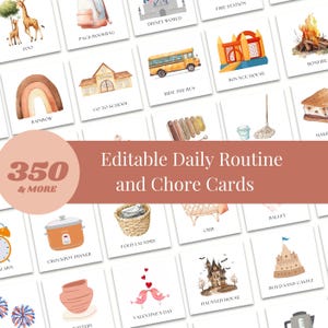Bearbeitbare tägliche Routinekarten, Kinder Routine Chart, Aktivitätskarten Vorlage, visueller Stundenplan für Kinder, druckbarer digitaler Sofort-Download