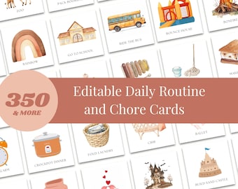 Daily Routine Cards, Kids Chore Chart, Activity Cards Template (Printable)