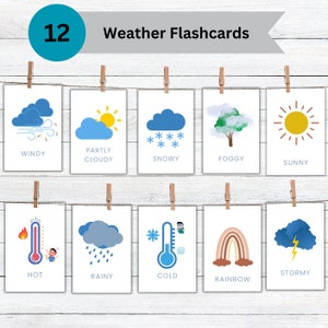 Wetter Foto Karteikarten, Montessori Lernkarten, Homeschool Karteikarten, Vorschulkarten, druckbare Karten, Instant Download