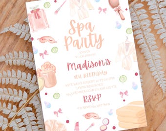 Glam Spa Birthday Party Invitation Template (Digital Download)