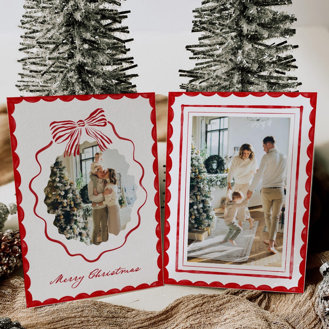 Modern Family Christmas Card Template | Printable Holiday Photo Card ...