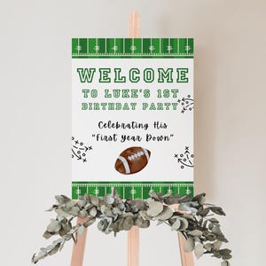 First Year Down Welcome Sign, Football First Birthday Welcome Sign, Boy First Birthday, Football Sign Template, Digital Download