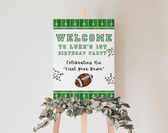 Football First Birthday Welcome Sign,