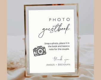 Wedding Guestbook Sign Template, Photo Guestbook Sign Printable, Photo Guestbook Sign Template, Polaroid Wedding Sign, Editable Template