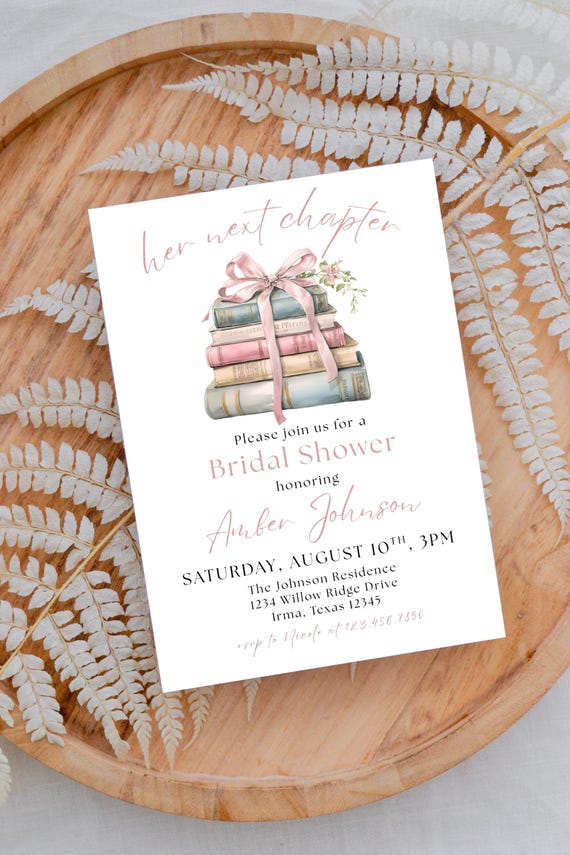 Her Next Chapter Bridal Shower Invitation Template, Vintage Bridal Shower Invite, Watercolor Book Invitation, Bridal Storybook Invite, S5
