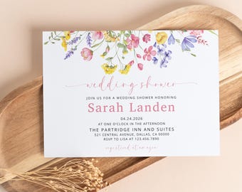 Editable Bridal Shower Invitation Template, Floral Wedding Shower Invite, Pink Spring Bridal Shower, Printable Bridal Shower Invite