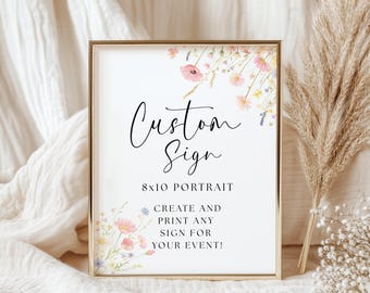 Floral Bridal Shower Sign, Spring Garden, Editable Template (Digital Download)