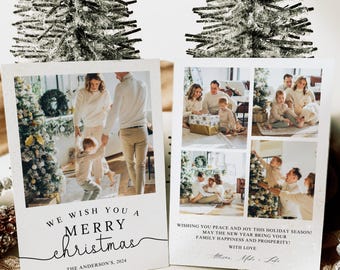 Modern Photo Christmas Card Template, Printable Holiday Card (Digital Download)