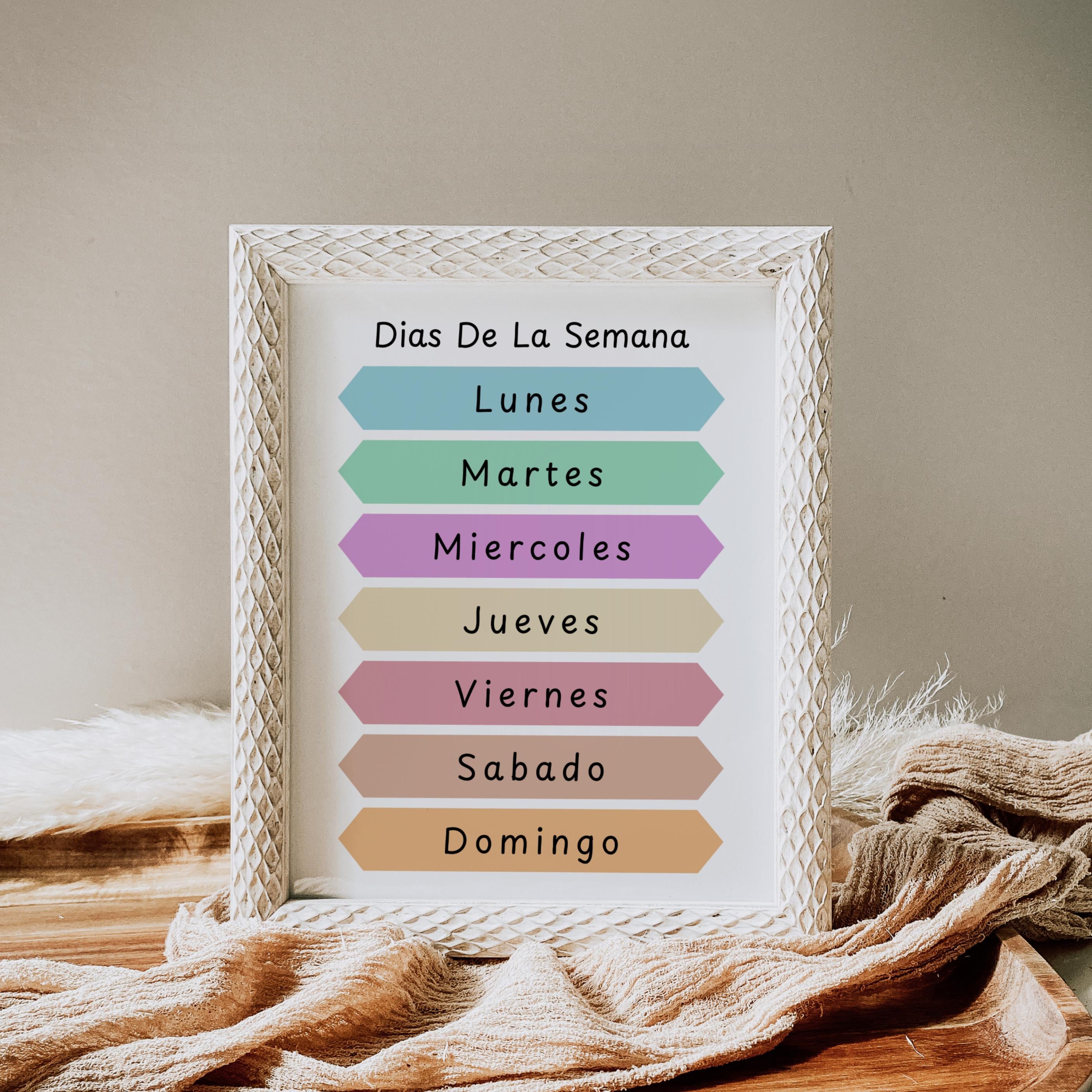Days of the Week Poster, Bilingual English Spanish, Montessori ...
