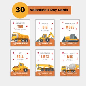 Cartões de Dia dos Namorados para Crianças, Cartões de Dia dos Namorados para Veículos de Construção, Cartões de Dia dos Namorados para Meninos para Imprimir, Cartões Editáveis, DOWNLOAD INSTANTÂNEO