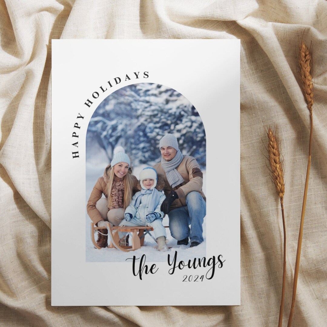Happy Holidays Christmas Card Template, Family Christmas Card
