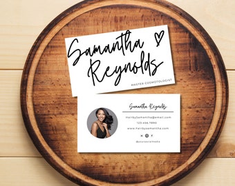 Editable Photo Business Card Template, Minimalist Business Cards, Modern Business Card, Calligraphy, Printable Business Card