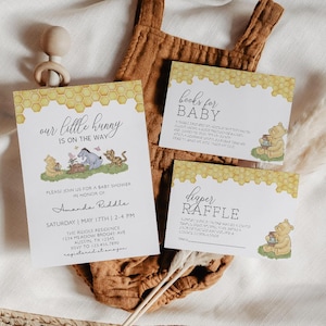 Winnie the Pooh Baby Shower Invitation Bundle, Winnie the Pooh Baby Shower, Pooh Bear Baby Shower, Baby Shower Invite, Digital Download P8
