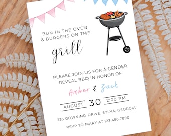 Editable Baby-Q Gender Reveal Invitation Template