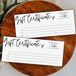 Minimalist Gift Certificate Template: Editable Business Voucher (Instant Download)