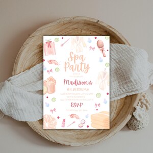 Spa Birthday Party Invitation Template, Girl Glam Party Invite, Spa Girl Birthday Invite, Teen Girl Birthday Editable Template