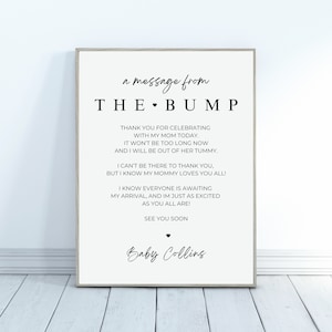 Placa editável para barriga de bebê, placa com uma mensagem da barriga, modelo de mensagem para chá de bebê, placa para chá de bebê para impressão, placa com mensagem para bebê