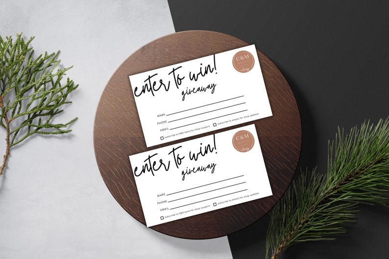 Printable Raffle Ticket Template, Minimalist Business Giveaway Card ...