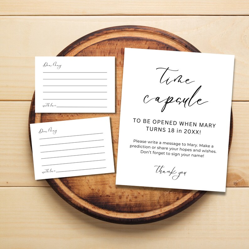 Time Capsule Card Design Examples Minimalist Time Capsule Card, Modern Baby Shower Sign (instant Download ...