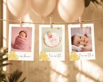 First Bee Day Photo Milestone Banner: Editable Canva Template (Digital Download)