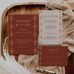 Rustic Western Wedding Invitation Suite Digital Download, Vintage Western Wedding Invitation Set Printable Template, Western Wedding Invite