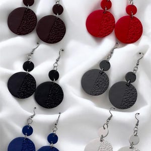 Simple Textured Dangle Earrings | Handmade Polymer Clay Earrings | Nickel Free | Hypoallergenic | Lightweight