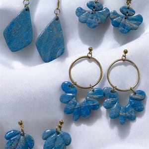 Glacier Blue Collection | Dangle Earrings | Handmade Polymer Clay Earrings | Nickel Free | Hypoallergenic | Lightweight