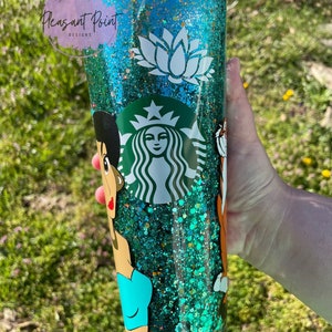 Jasmine 24oz Starbucks Snowglobe Tumbler//Aladdin//Princess Jasmine//Rajah//Venti 24oz Cold Cup//Snowglobe Tumbler//Made To Order