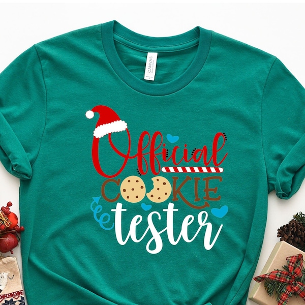 Official Cookie Tester Shirt, Family Christmas Pajamas, Cookies Shirt, Merry Christmas Shirt, Holiday T-shirt, Christmas Shirts, Winter Tee