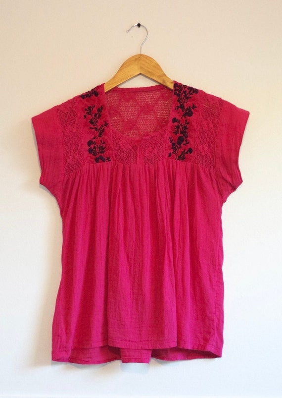 Vintage fuchsia embroidered top