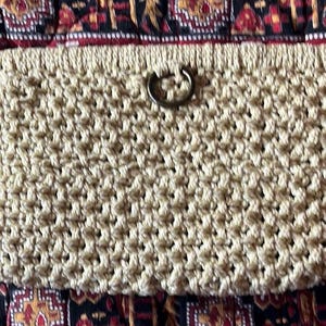 vintage macrame clutch