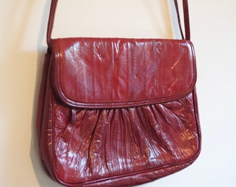 Vintage burgundy eel skin shoulder bag