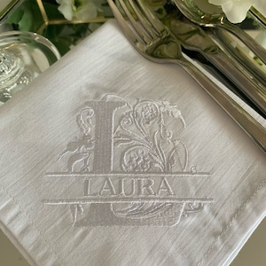 Personalised Napkins | Embroidered Napkins | Wedding Place Setting | Wedding Gifts | Christmas Place Setting | Personalised Cotton Napkins