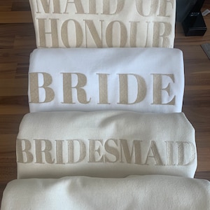 Bride | Bride Jumper | Bridesmaid | Hen Party | Fiance | Wife | Wifey | Honeymoon | Gift | Wedding | Sweatshirts | Hoodies