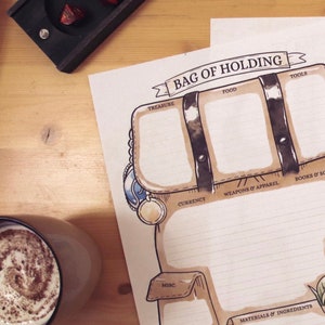 Bag of Holding Sheet - Dungeons and Dragons