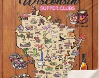 Sherpa Throw - Wisconsin Supper Club Map