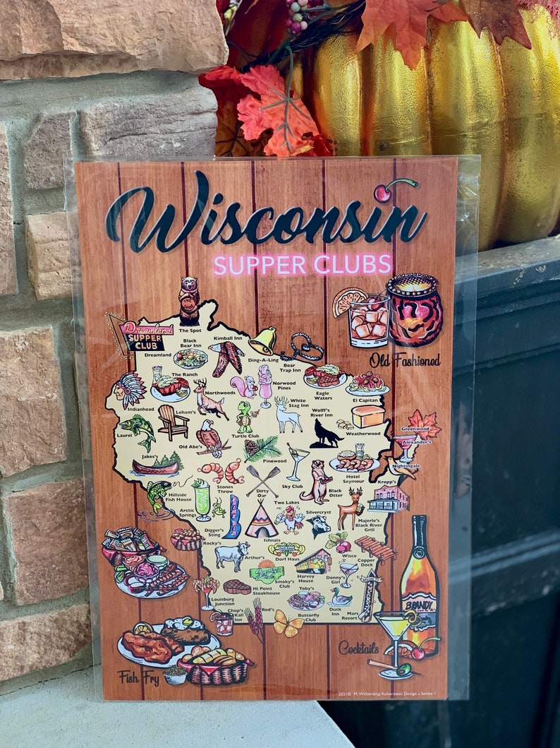 Wisconsin Supper Club Map Etsy