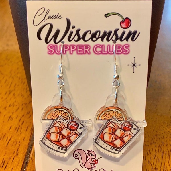 Wisconsin Old Fashioned/ Cherry / Martini -Supper Club EARRINGS