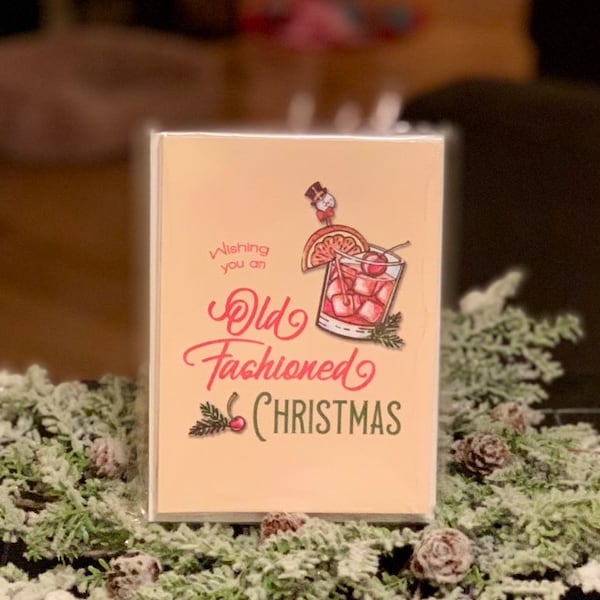 Old Fashioned Cocktail Christmas Card
