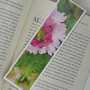 Pink Floral Blooms bookmark– Watercolor Effect Floral Art, Gift for Readers, Nature Lovers, Unique Reading Accessory – READY TO SHIP