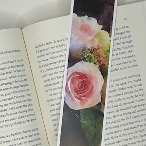 Pink Rose Bookmark – Watercolor Effect Floral Art, Gift for Readers, Nature Lovers, Unique Reading Accessory – READY TO SHIP