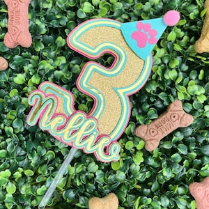 Custom Dog Cake Topper/Puppy birthday cake topper/Paw cake topper/Personalized puppy cake topper
