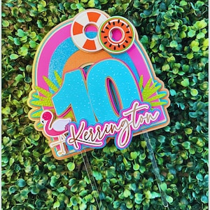 Pool Party Cake Topper/Tropical Cake Topper
