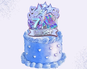 Roller Skating Birthday Shaker Cake Topper, Disco Party